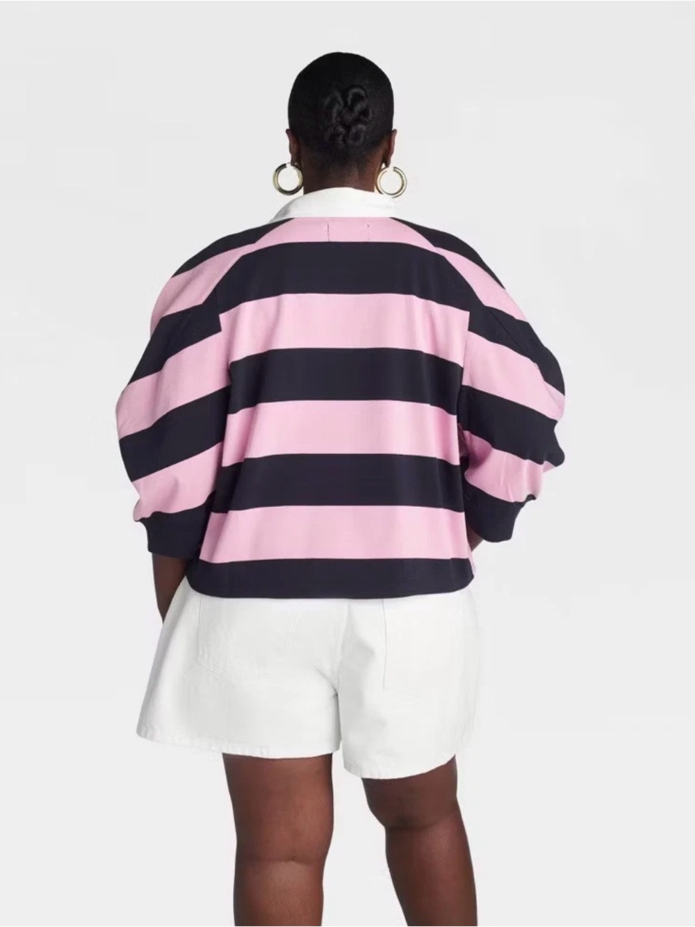 🩷 NWT! Pink KBB by KAHLANA 'The Striped Crewneck T-Shirt’ - XS,S,L,1X,2X,3X - Picture 3 of 4
